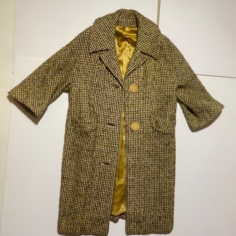 La Vigna 100% virgin wool womens down jacket over coat brown gold estimated M